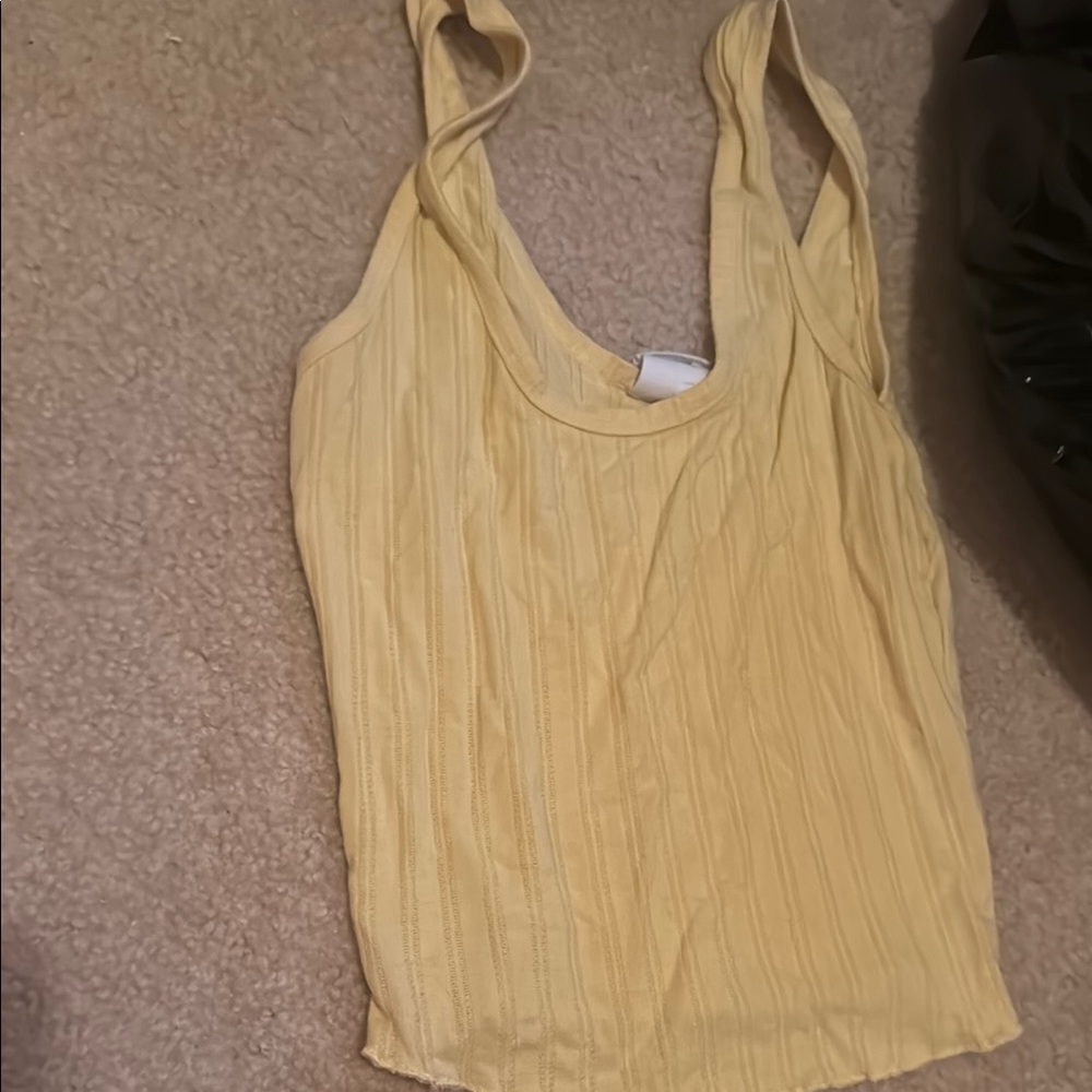 Cream Ribbed Sleeveless Tank Top